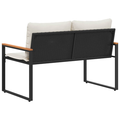 panchina Nero e Bianco Crema 115 x 65 x 72 cm Rattan | homemem39