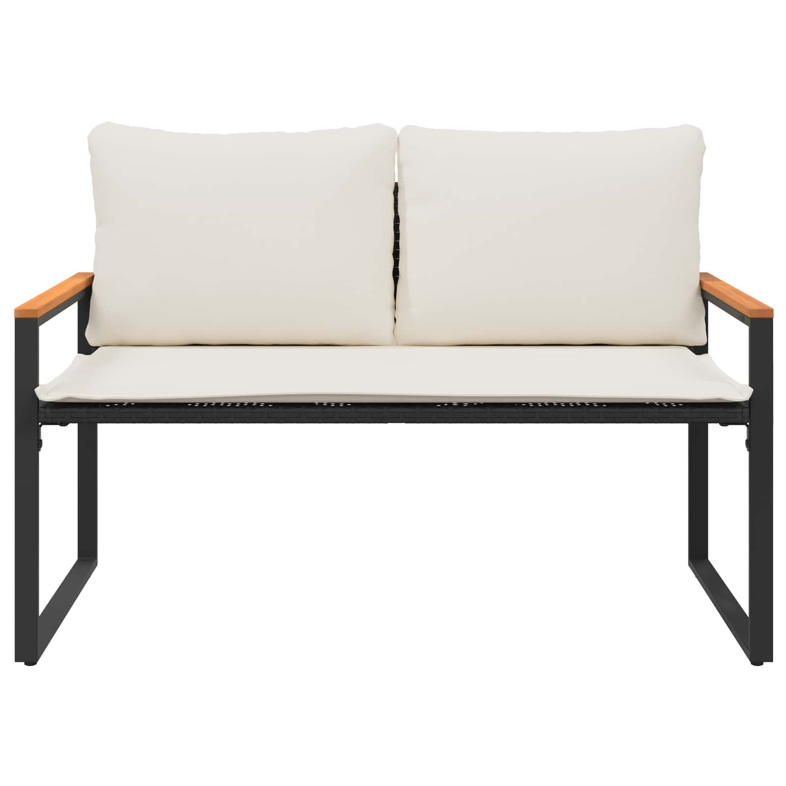panchina Nero e Bianco Crema 115 x 65 x 72 cm Rattan | homemem39