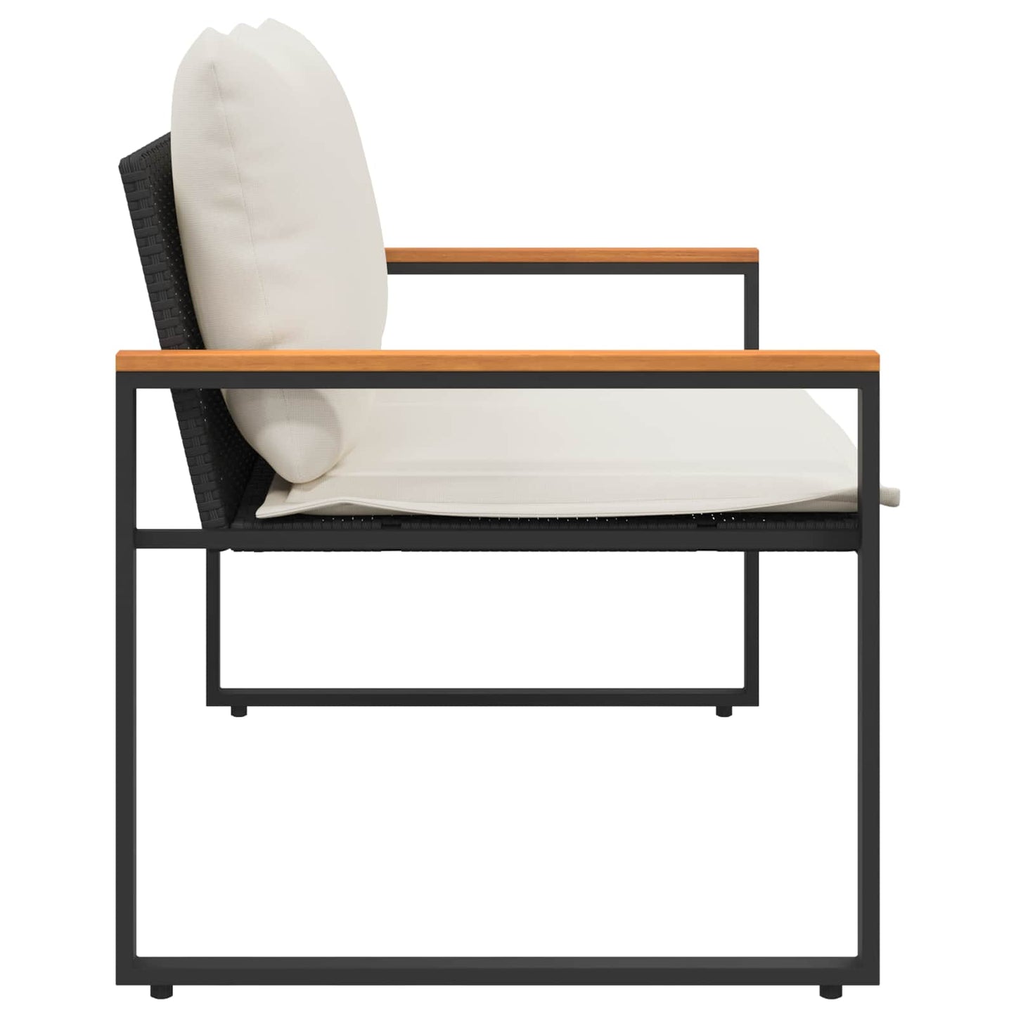 panchina Nero e Bianco Crema 115 x 65 x 72 cm Rattan | homemem39