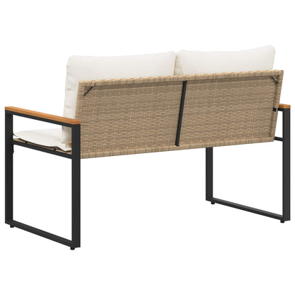 panchina Beige e Bianco Crema 115 x 65 x 72 cm Rattan | homemem39