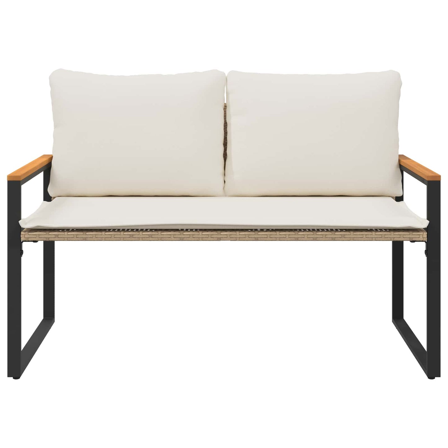 panchina Beige e Bianco Crema 115 x 65 x 72 cm Rattan | homemem39