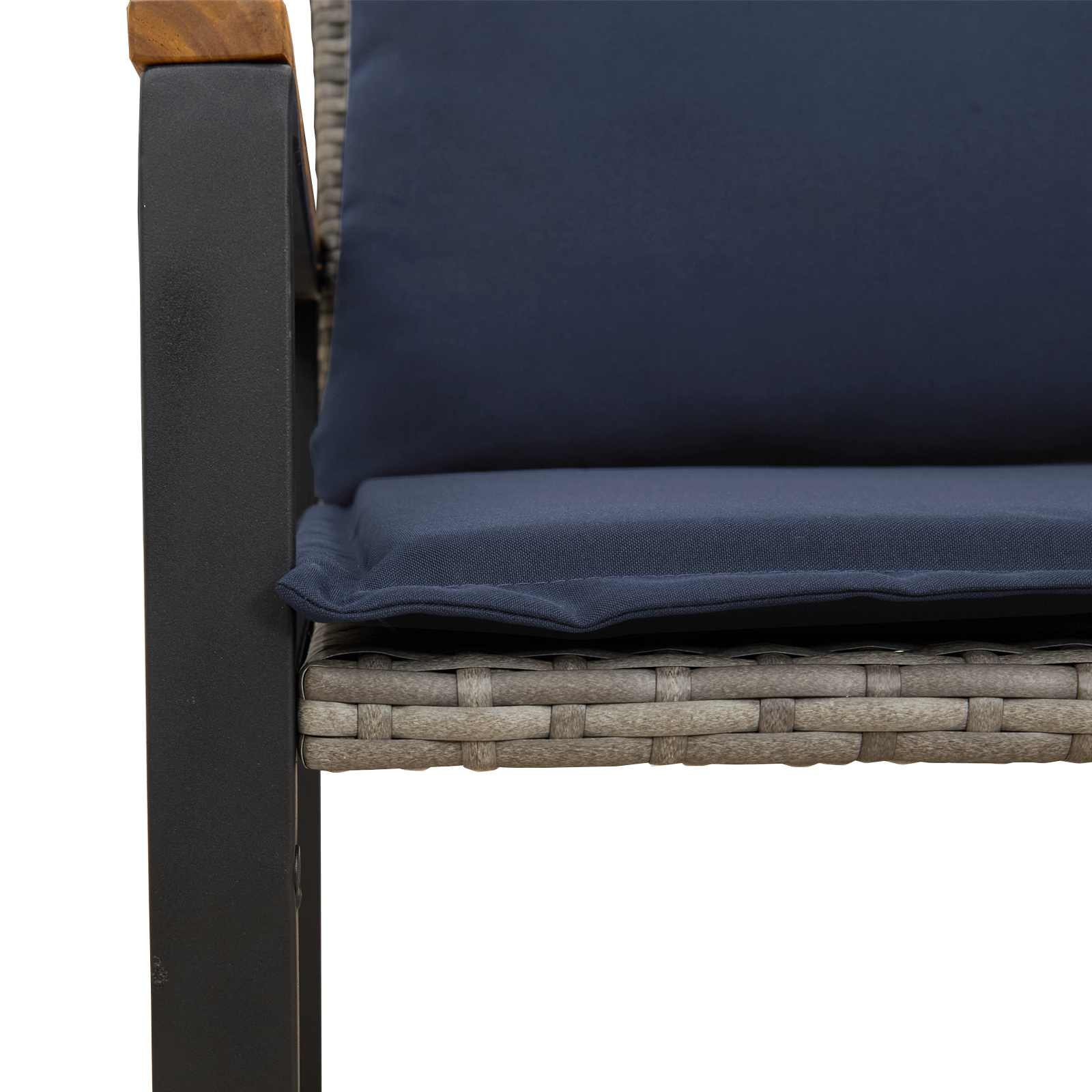 panchina con cuscino Grigio e Blu Navy 115 x 65 x 72 cm Rattan | homemem39