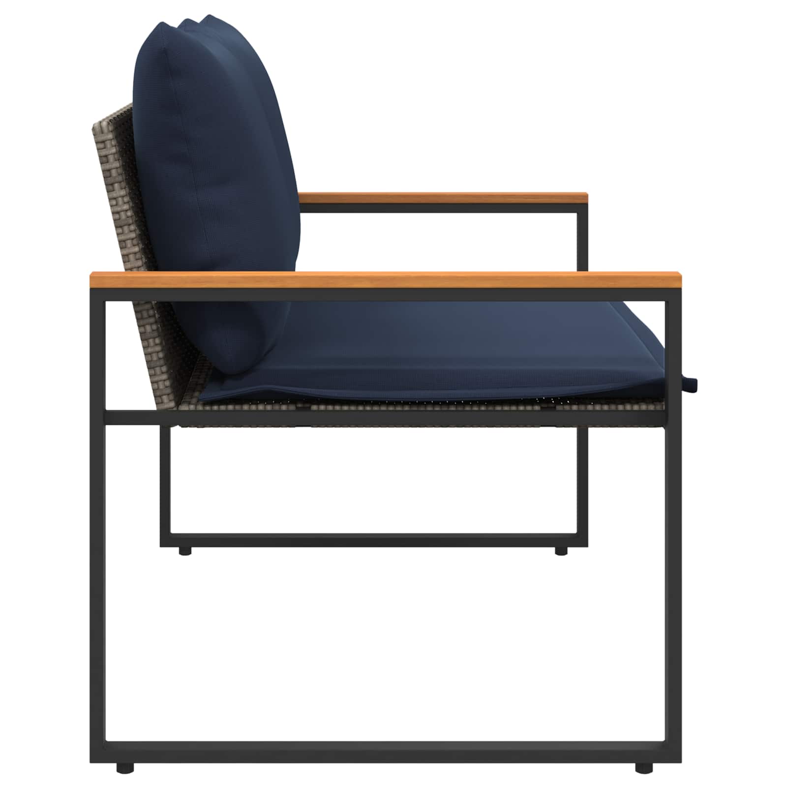panchina con cuscino Grigio e Blu Navy 115 x 65 x 72 cm Rattan | homemem39