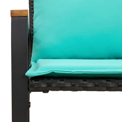 panchina con cuscino Nero e Turchese 115 x 65 x 72 cm Rattan | homemem39