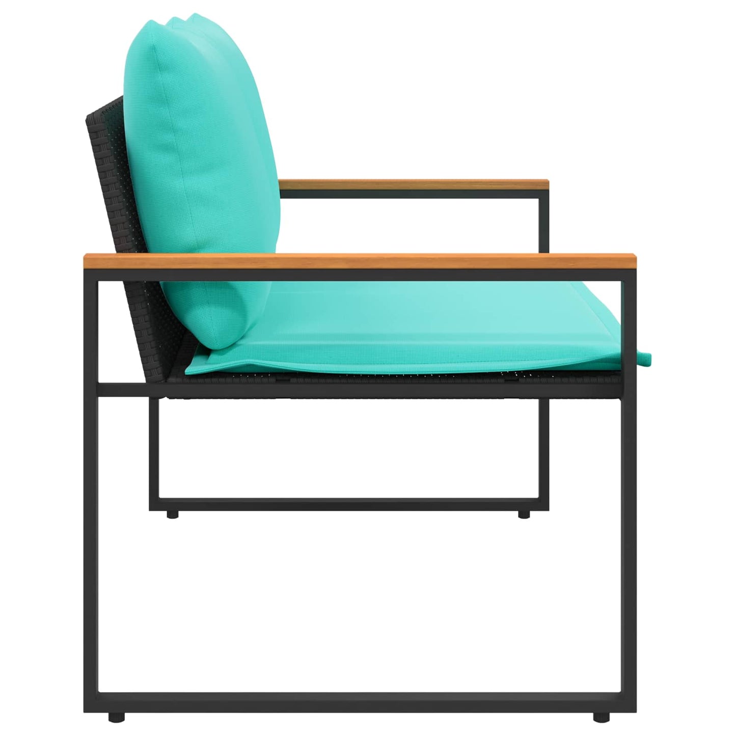 panchina con cuscino Nero e Turchese 115 x 65 x 72 cm Rattan | homemem39