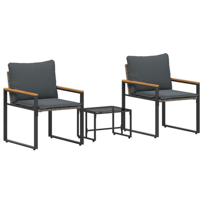 Set di Mobili con cuscino 3 pcs Grigio e Grigio Scuro Rattan | homemem39