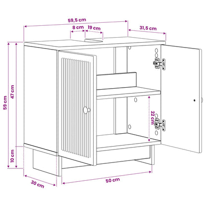 Armadio per Lavabo da Bagno EDE Rovere Fumo 59,5 x 31,5 x 59 cm | homemem39