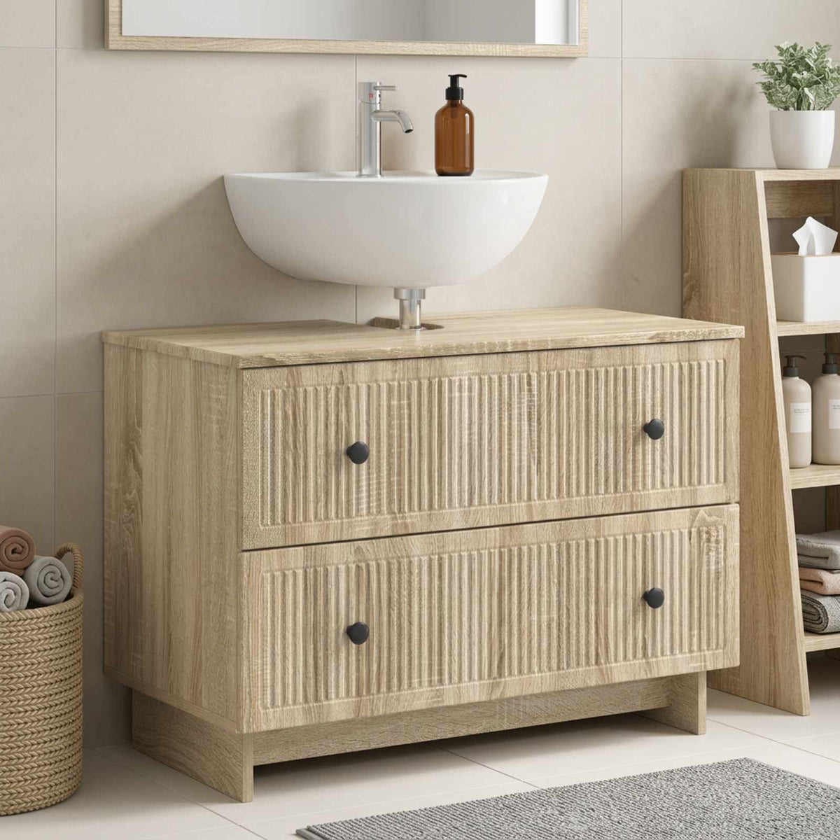 Armadio per Lavabo da Bagno EDE Rovere Sonoma 82 x 41 x 59 cm