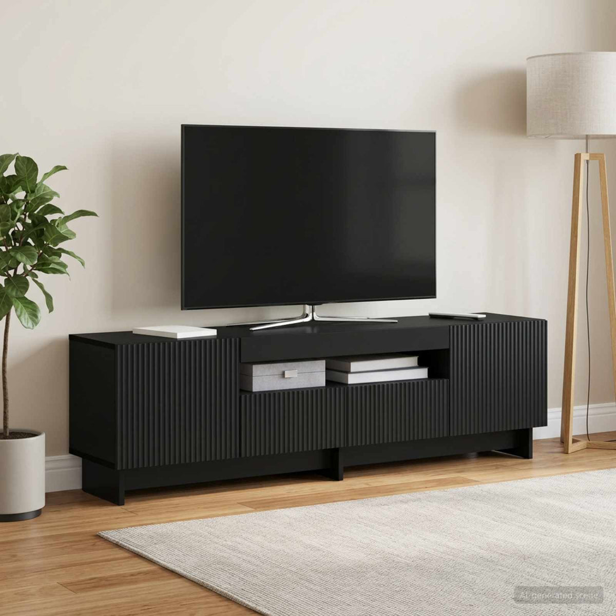 Mobile TV LED EDE 153 x 35 x 43 cm Nero Legno ingegnerizzato