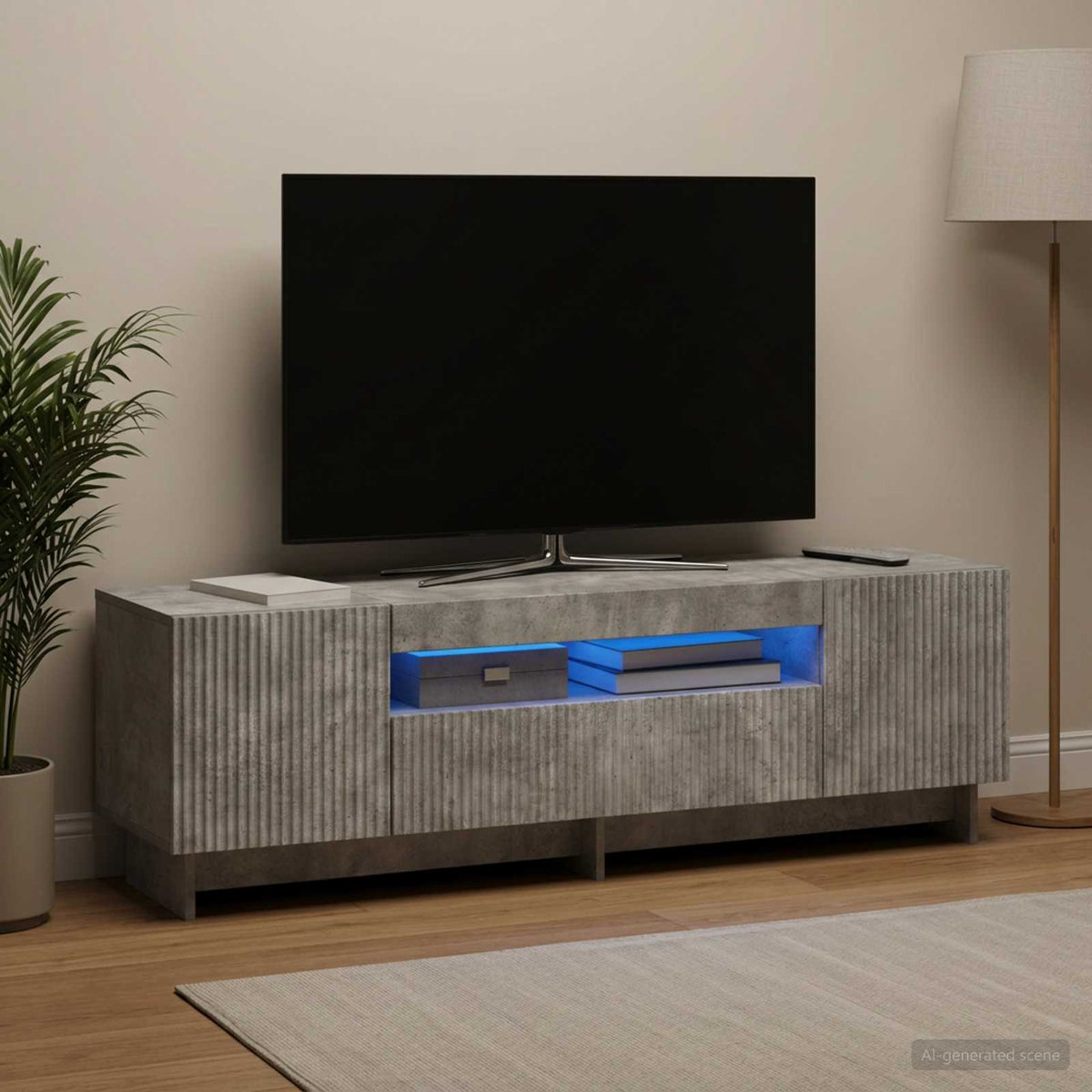 Mobile TV LED EDE 153 x 35 x 43 cm Grigio Cemento