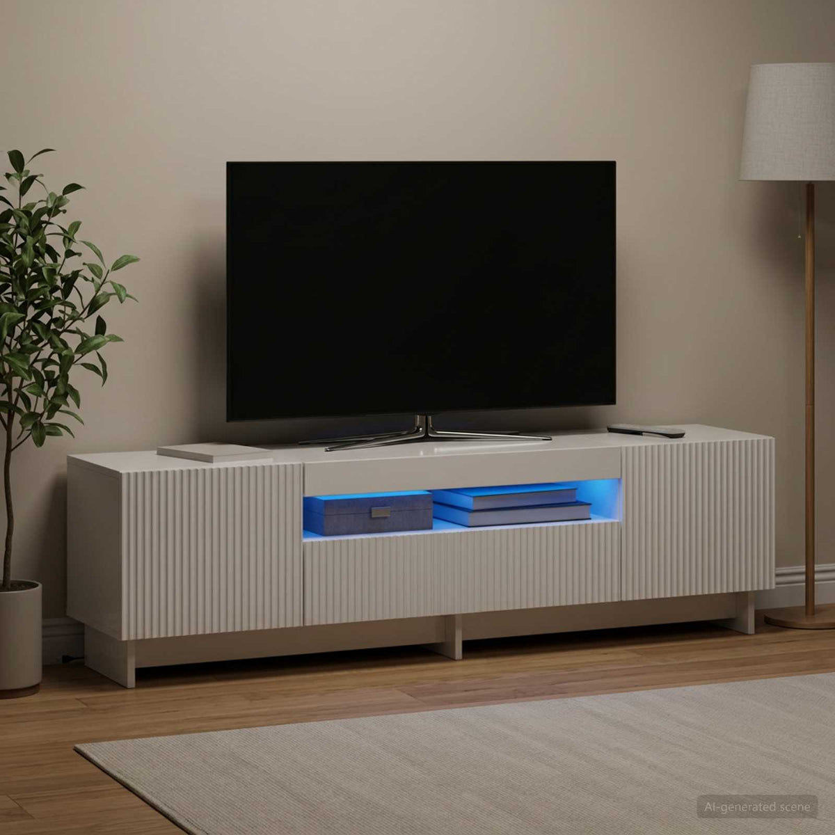 Mobile TV LED EDE 153 x 35 x 43 cm Bianco Lucido