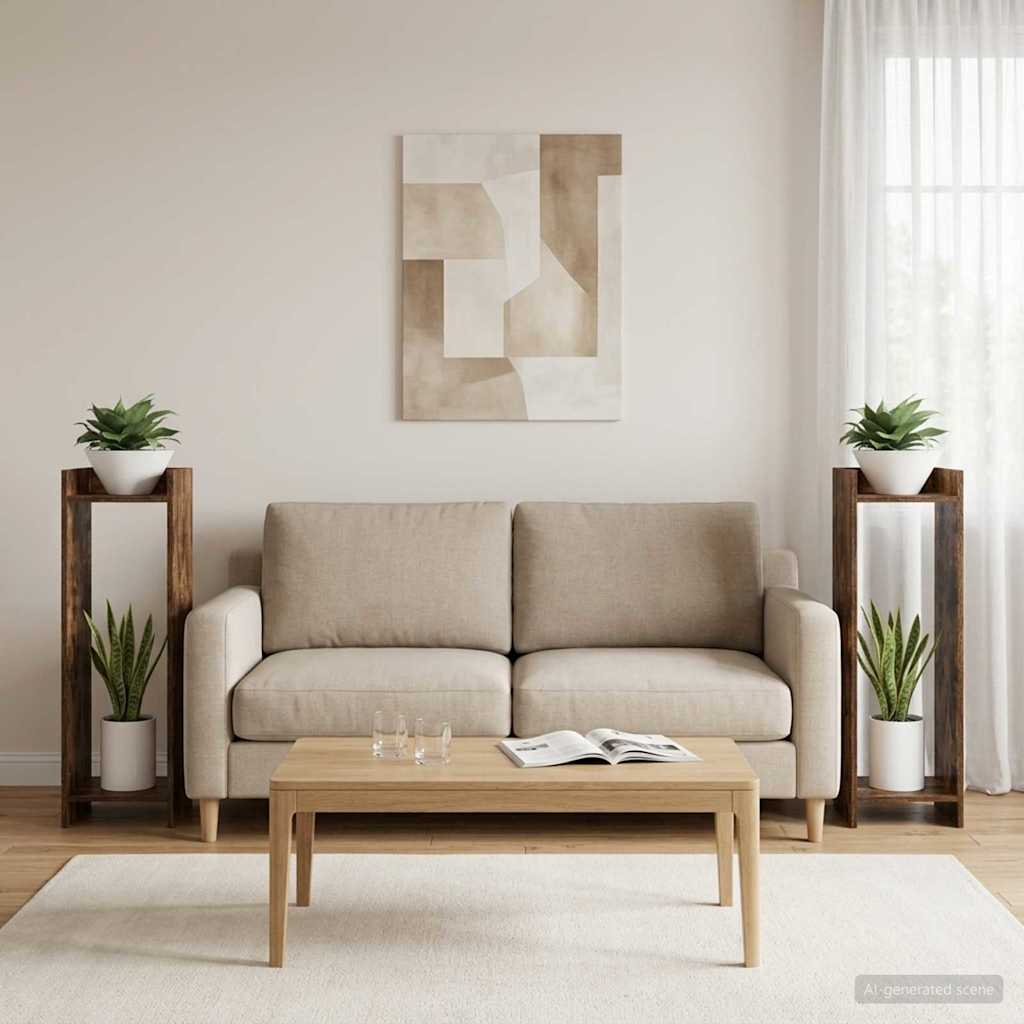 Supporto per piante 2 pcs Quercia Affumicata 30 x 30 x 100 cm | homemem39