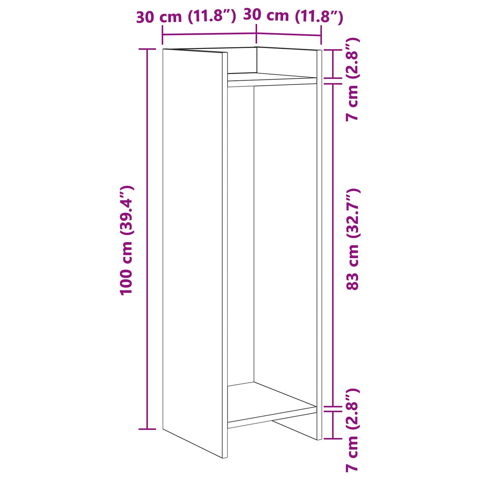 Supporto per piante Sonoma grigia 30 x 30 x 100 cm | homemem39