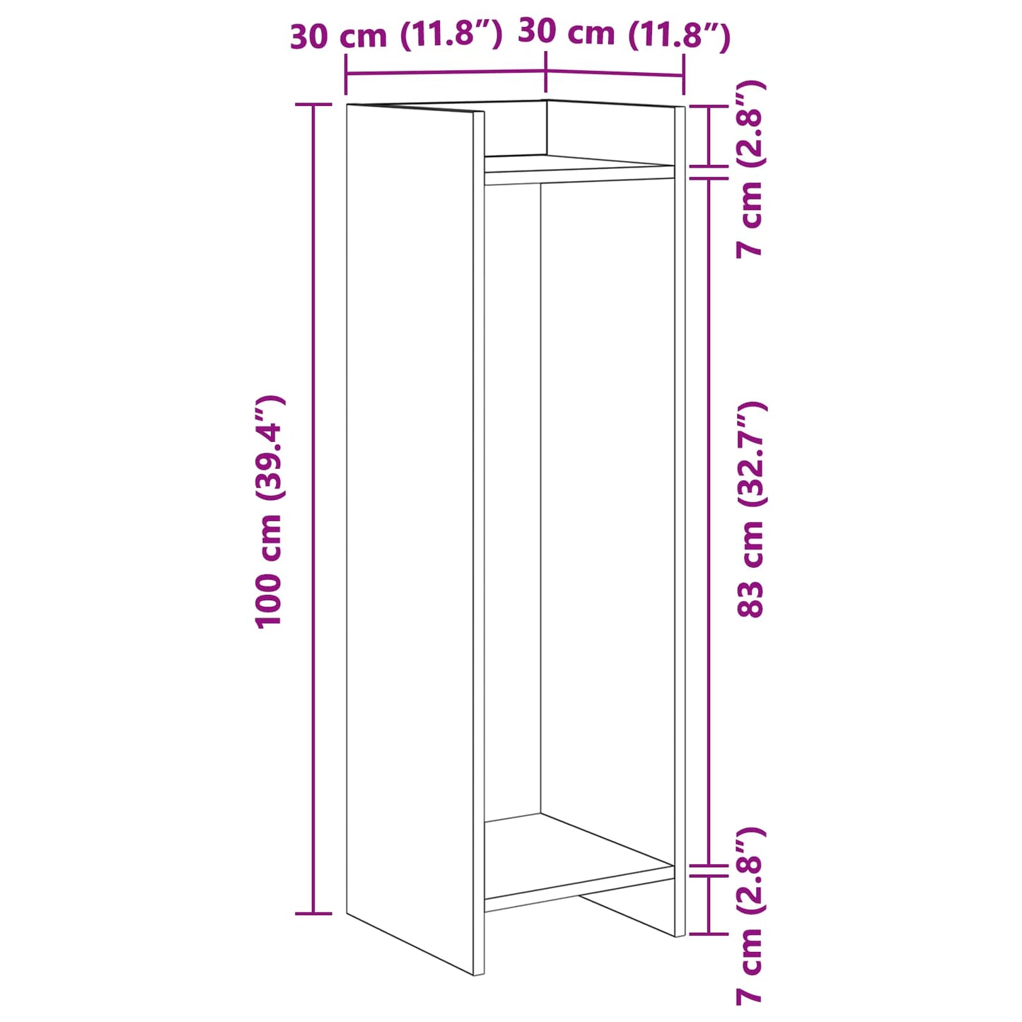 Supporto per piante 2 pz Legno antico 30 x 30 x 100 cm