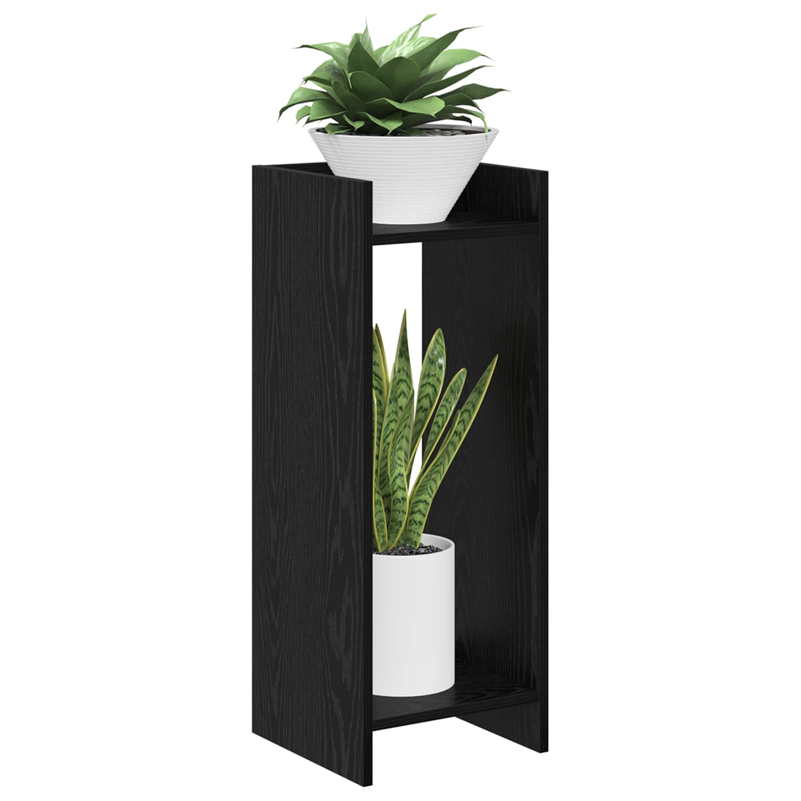 Supporto per piante con lo scaffale Rovere Nero 30 x 30 x 80 cm | homemem39