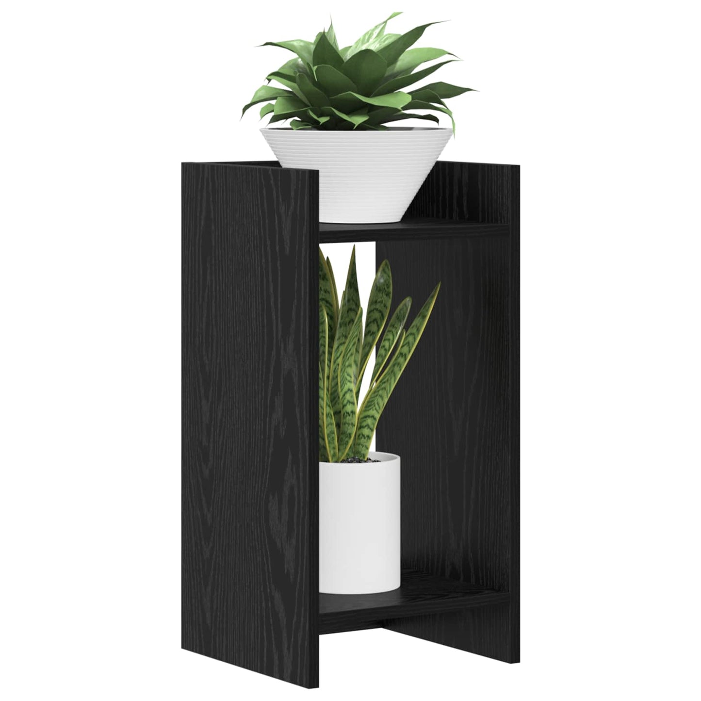 Supporto per piante con lo scaffale Rovere Nero 30 x 30 x 60 cm | homemem39