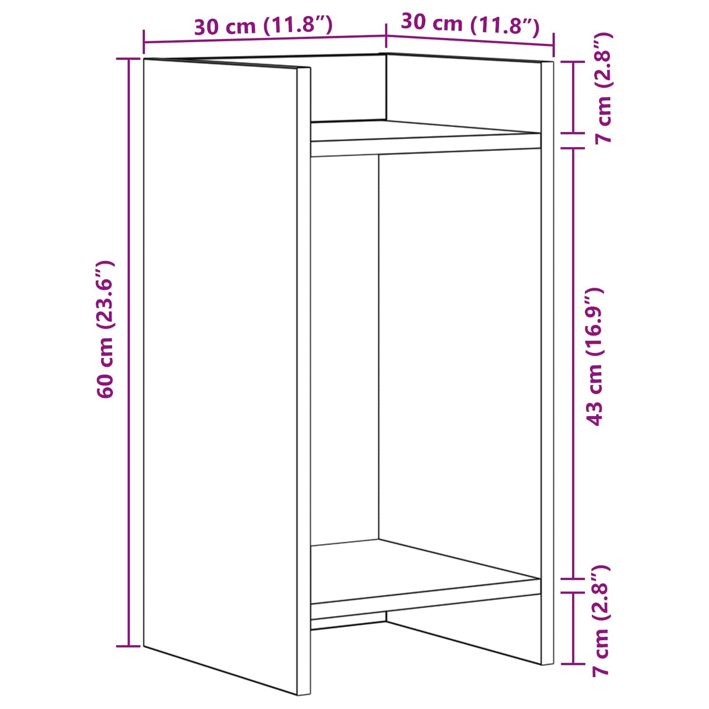 Supporto per piante 2 pz Legno antico 30 x 30 x 60 cm