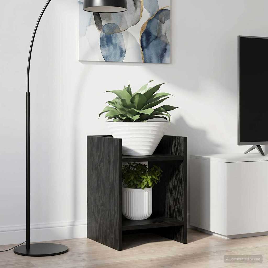 Supporto per piante con lo scaffale Rovere Nero 30 x 30 x 40 cm | homemem39