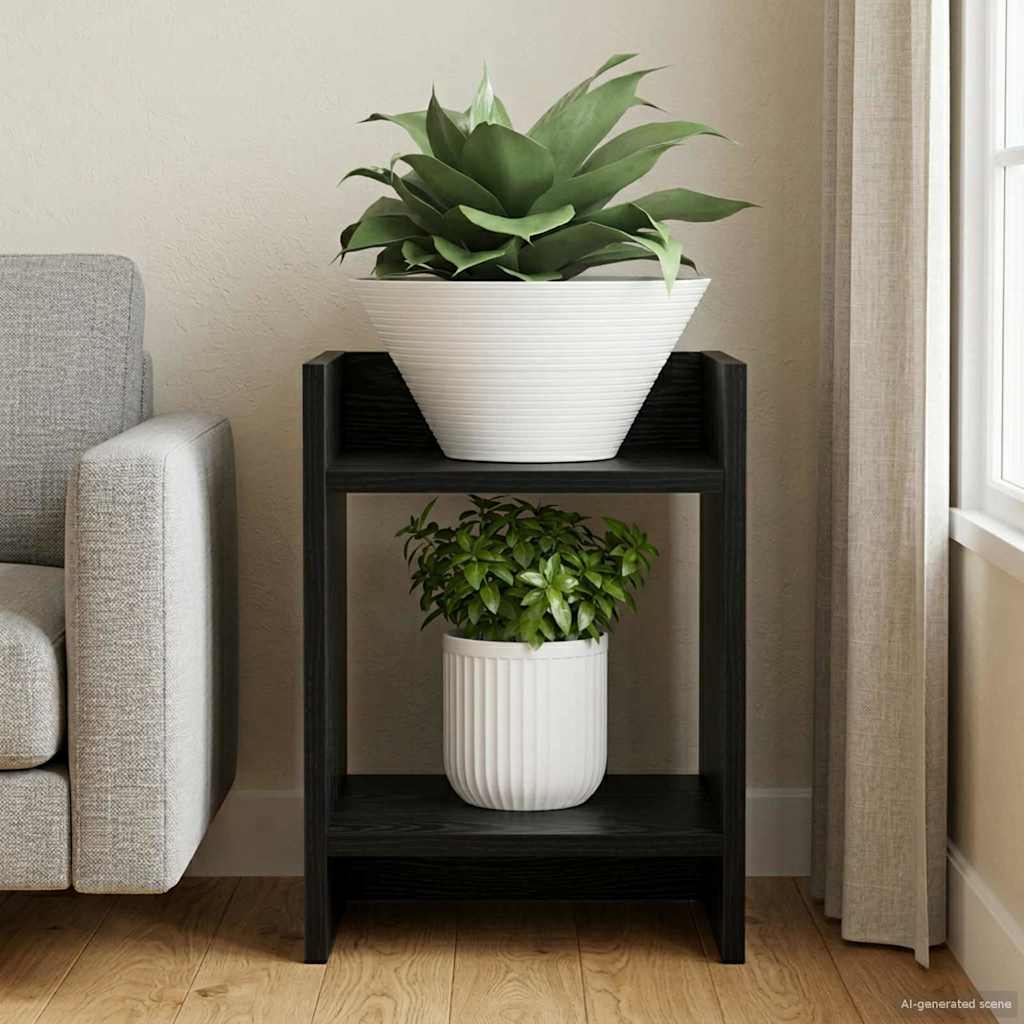Supporto per piante con lo scaffale Rovere Nero 30 x 30 x 40 cm | homemem39