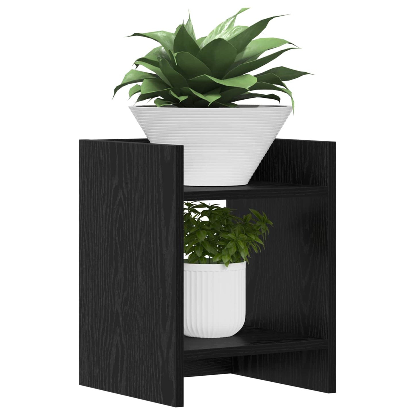 Supporto per piante con lo scaffale Rovere Nero 30 x 30 x 40 cm | homemem39
