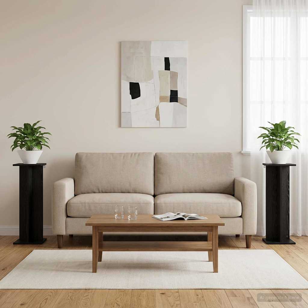 Supporto per piante 2 pcs Rovere Nero 25 x 25,5 x 80,5 cm | homemem39
