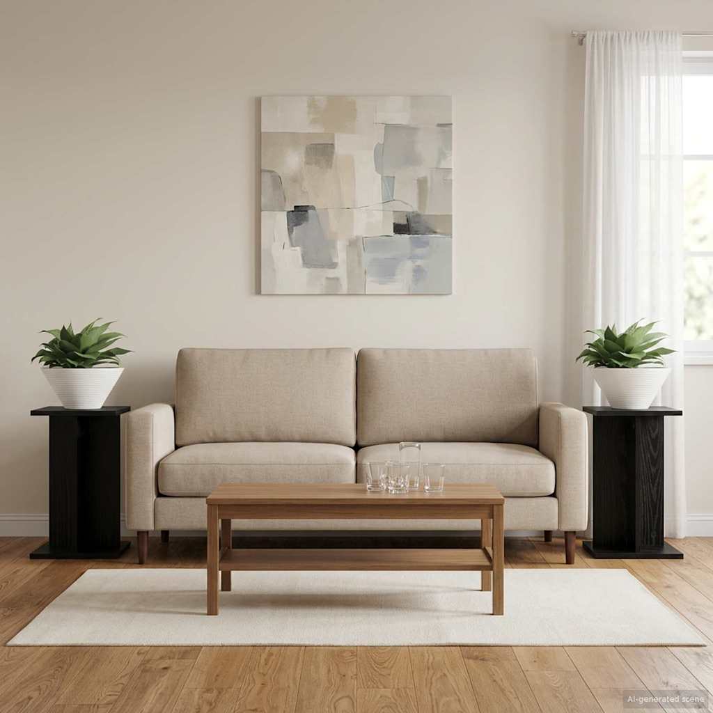 Supporto per piante 2 pcs Rovere Nero 25 x 25,5 x 40,5 cm | homemem39