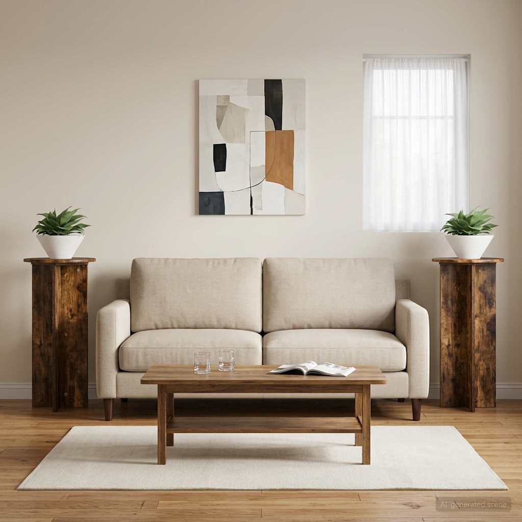 Supporto per piante 2 pcs Rovere Fumo 40 x 40 x 80 cm | homemem39