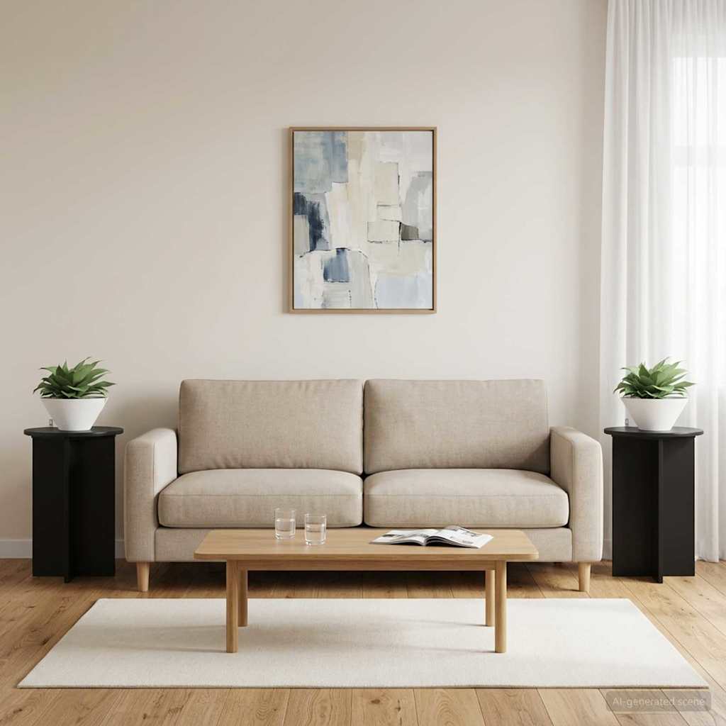 Supporto per piante 2 pcs Nero Ø40 x 60 cm Legno ingegnerizzato | homemem39