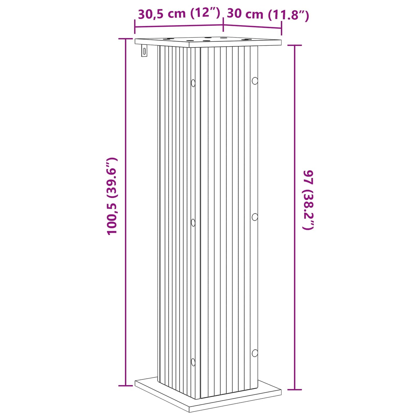 Supporto per piante 2 pz Nero 30,5 x 30 x 100,5 cm