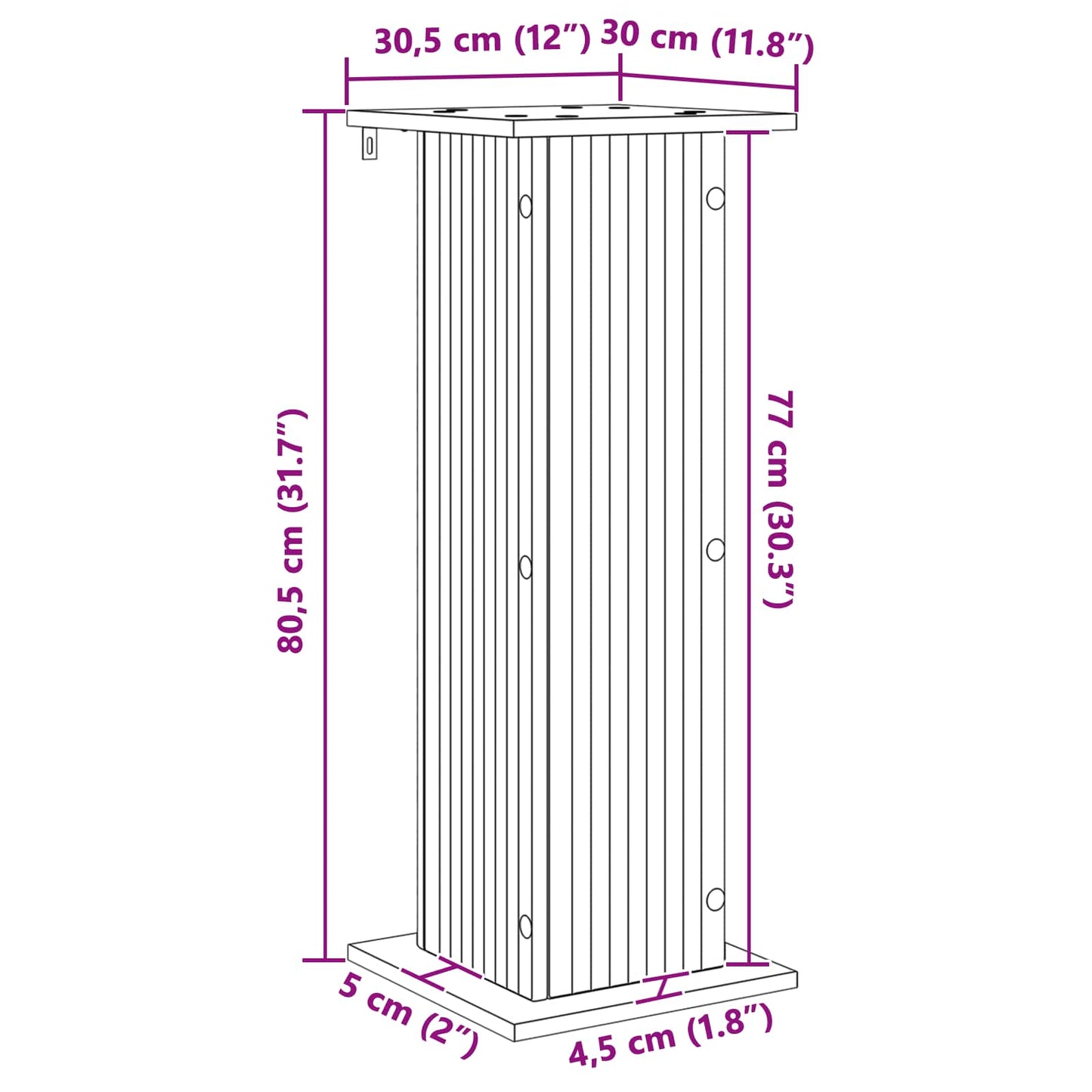 Supporto per piante Bianco Lucido 30,5 x 30 x 80,5 cm