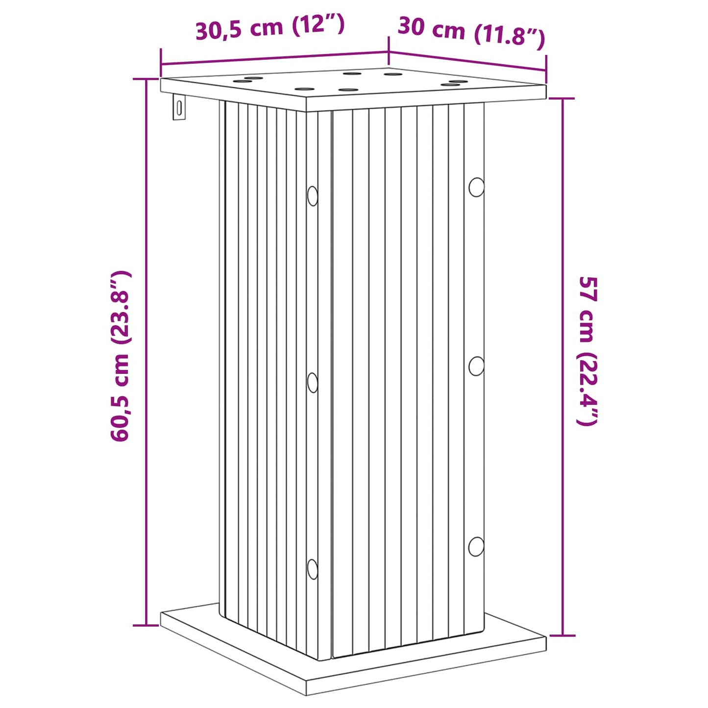Supporto per piante Bianco Lucido 30,5 x 30 x 60,5 cm