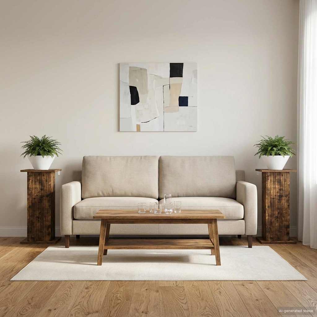 Supporto per piante 2 pcs Rovere Fumo 30,5 x 30 x 60,5 cm | homemem39
