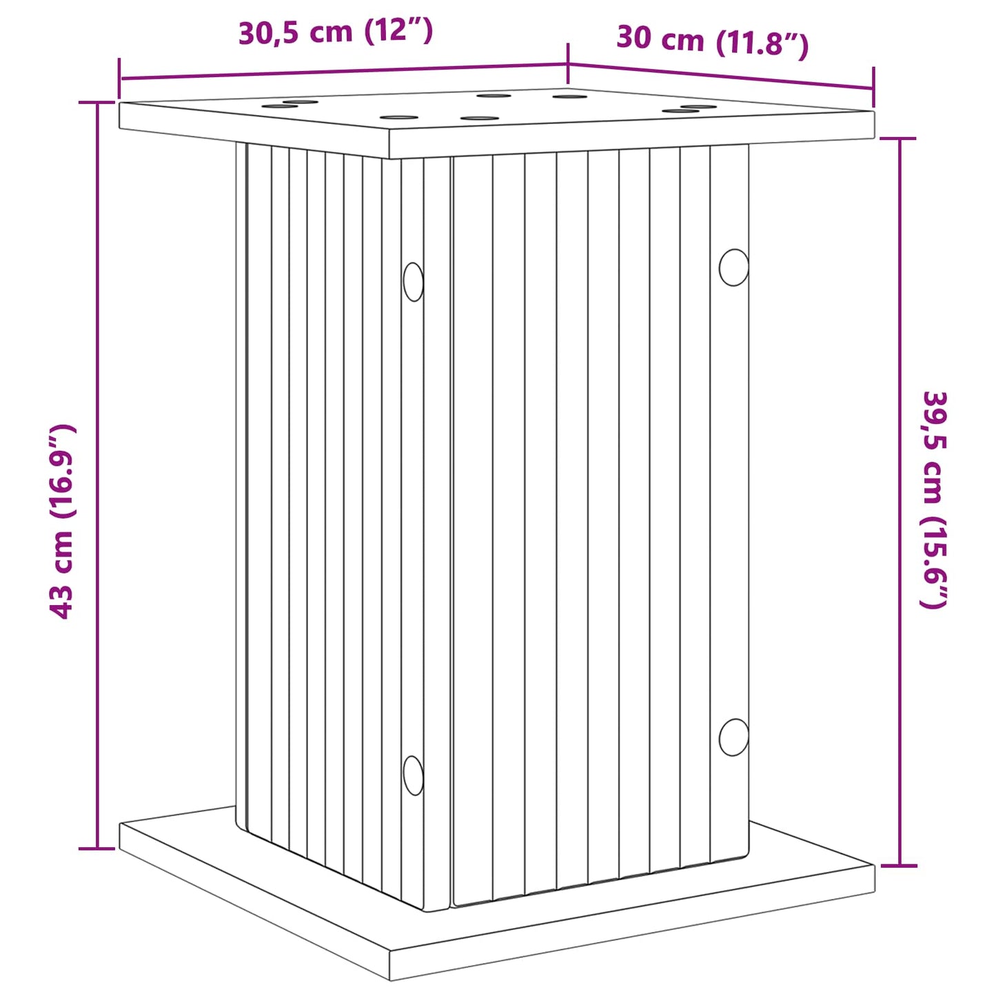 Supporto per piante 2 pz Nero 30,5 x 30 x 43 cm