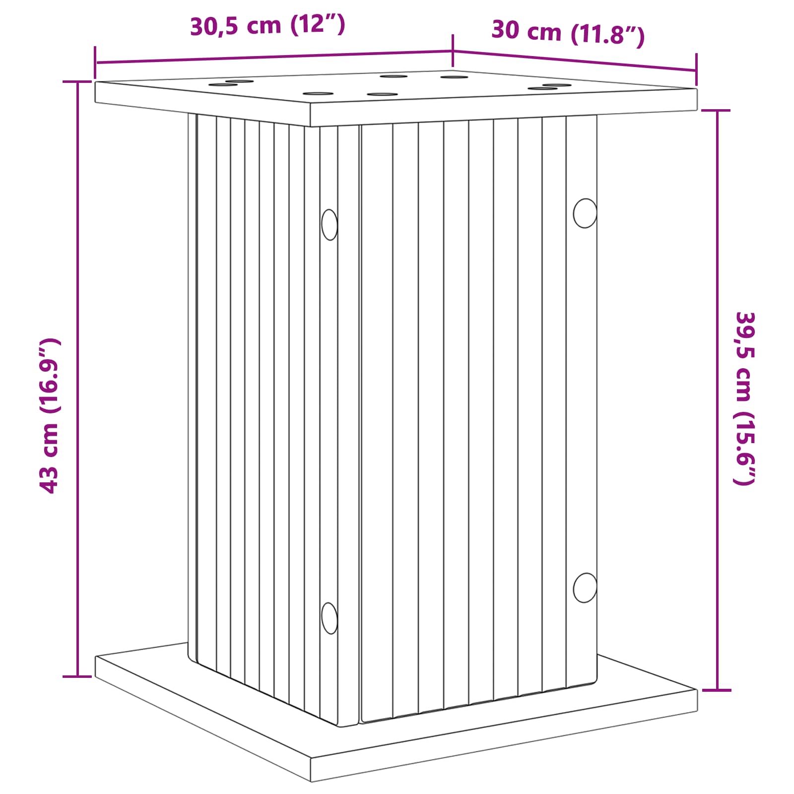 Supporto per piante Rovere Fumo 30,5 x 30 x 43 cm | homemem39