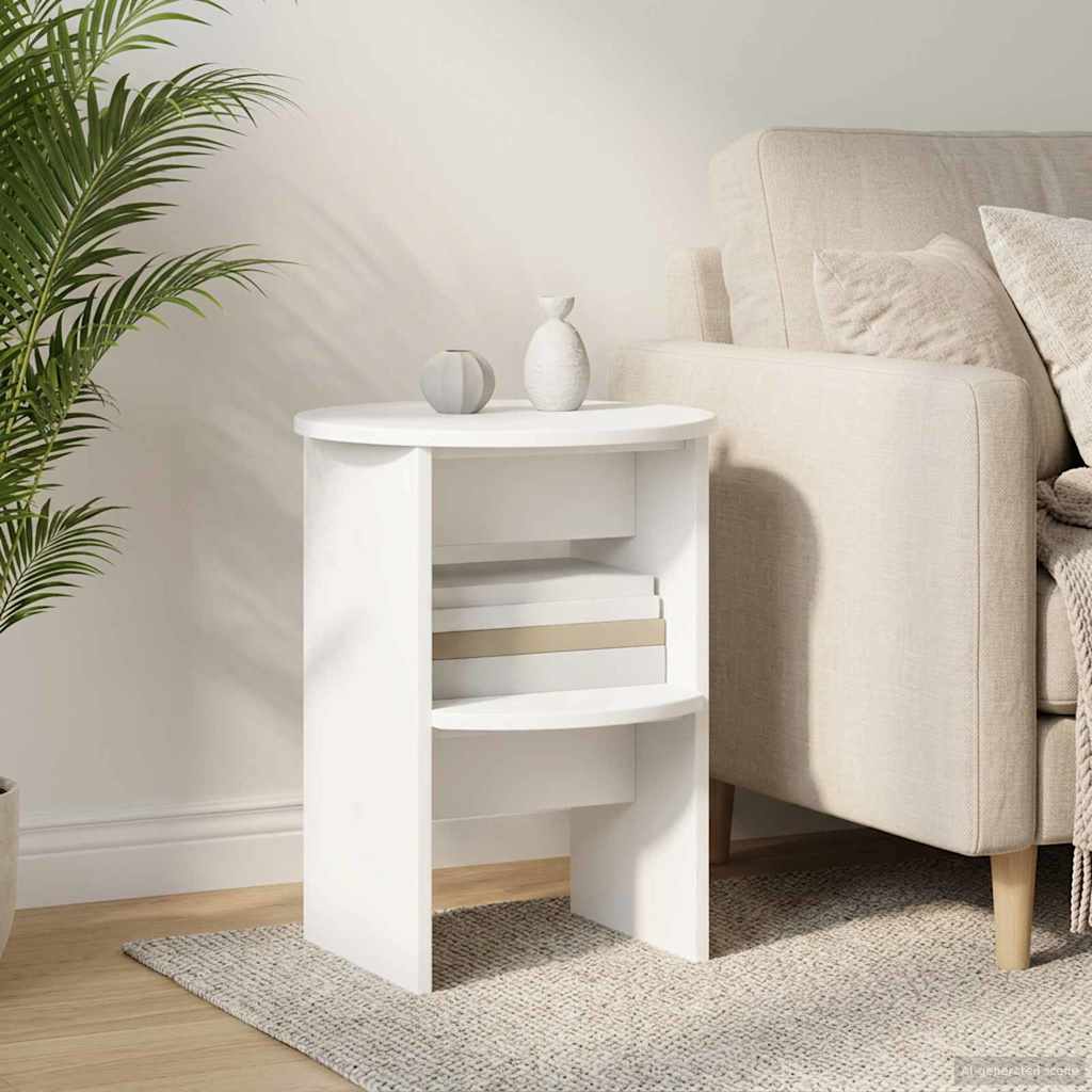 Mobile laterale 2 pcs Bianco Ø40 x 50 cm Legno ingegnerizzato