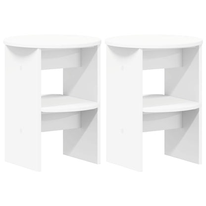 Mobile laterale 2 pcs Bianco Ø40 x 50 cm Legno ingegnerizzato