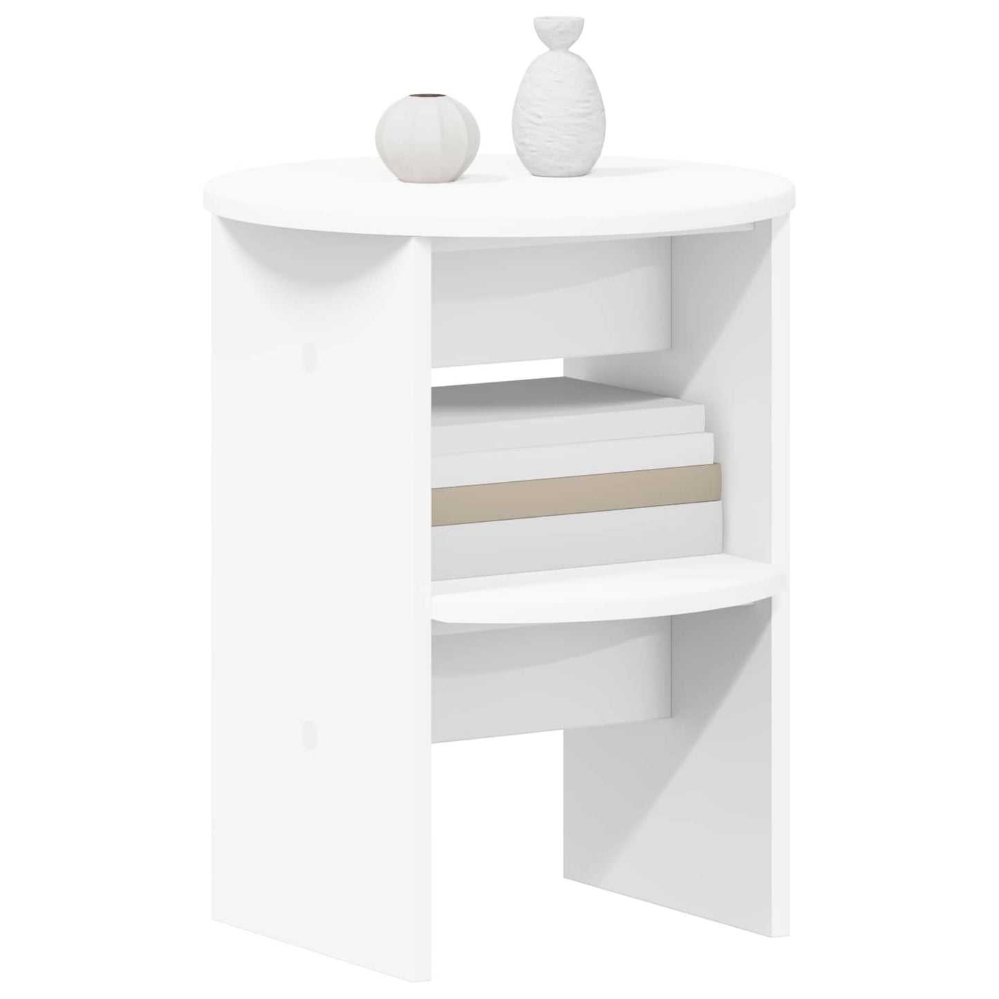 Mobile laterale 2 pcs Bianco Ø40 x 50 cm Legno ingegnerizzato