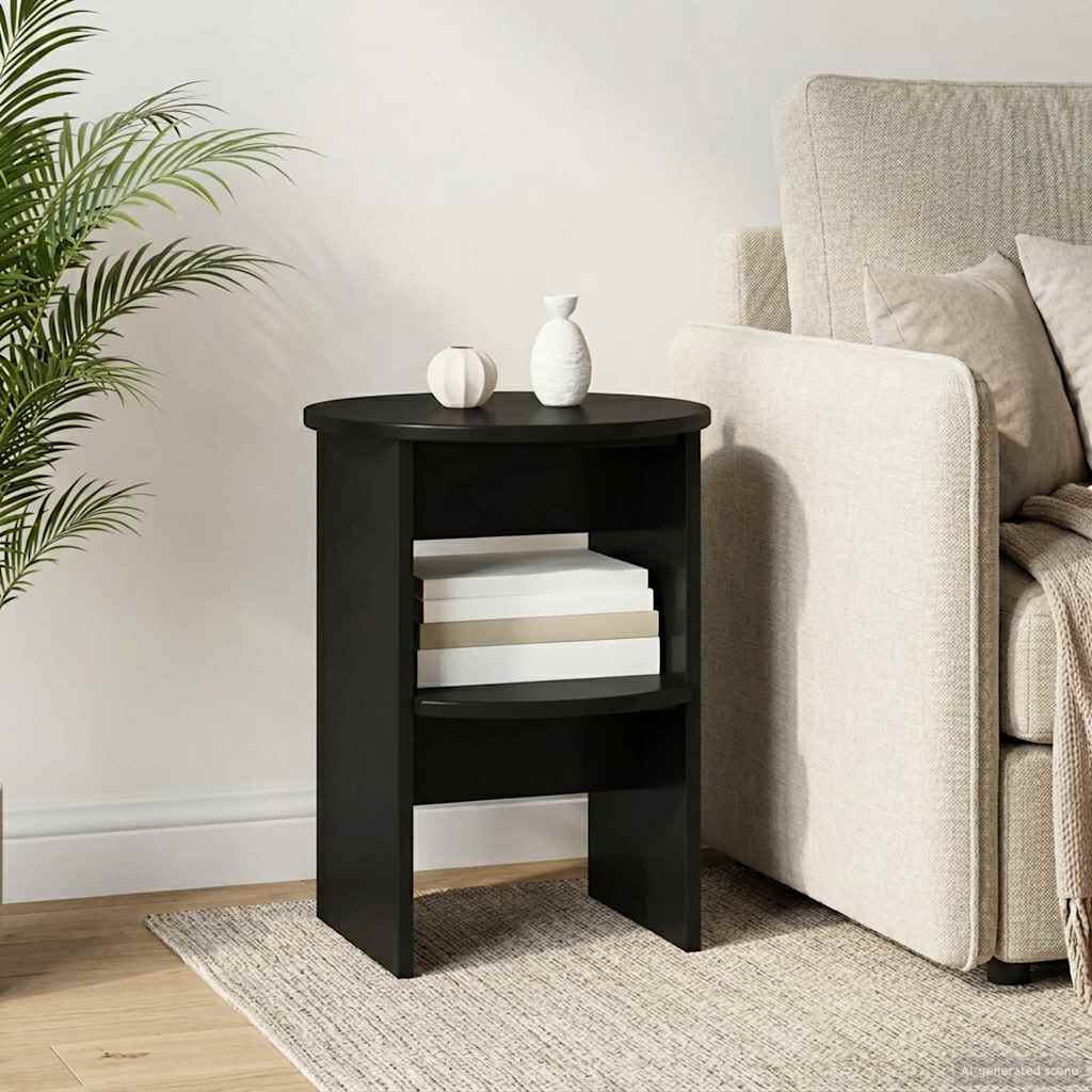 Mobile laterale Nero Ø40 x 50 cm Legno ingegnerizzato | homemem39