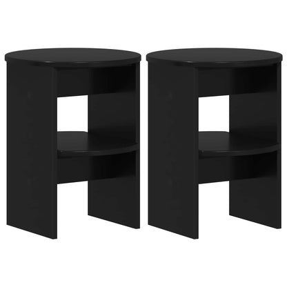 Mobile laterale 2 pcs Nero Ø40 x 50 cm Legno ingegnerizzato