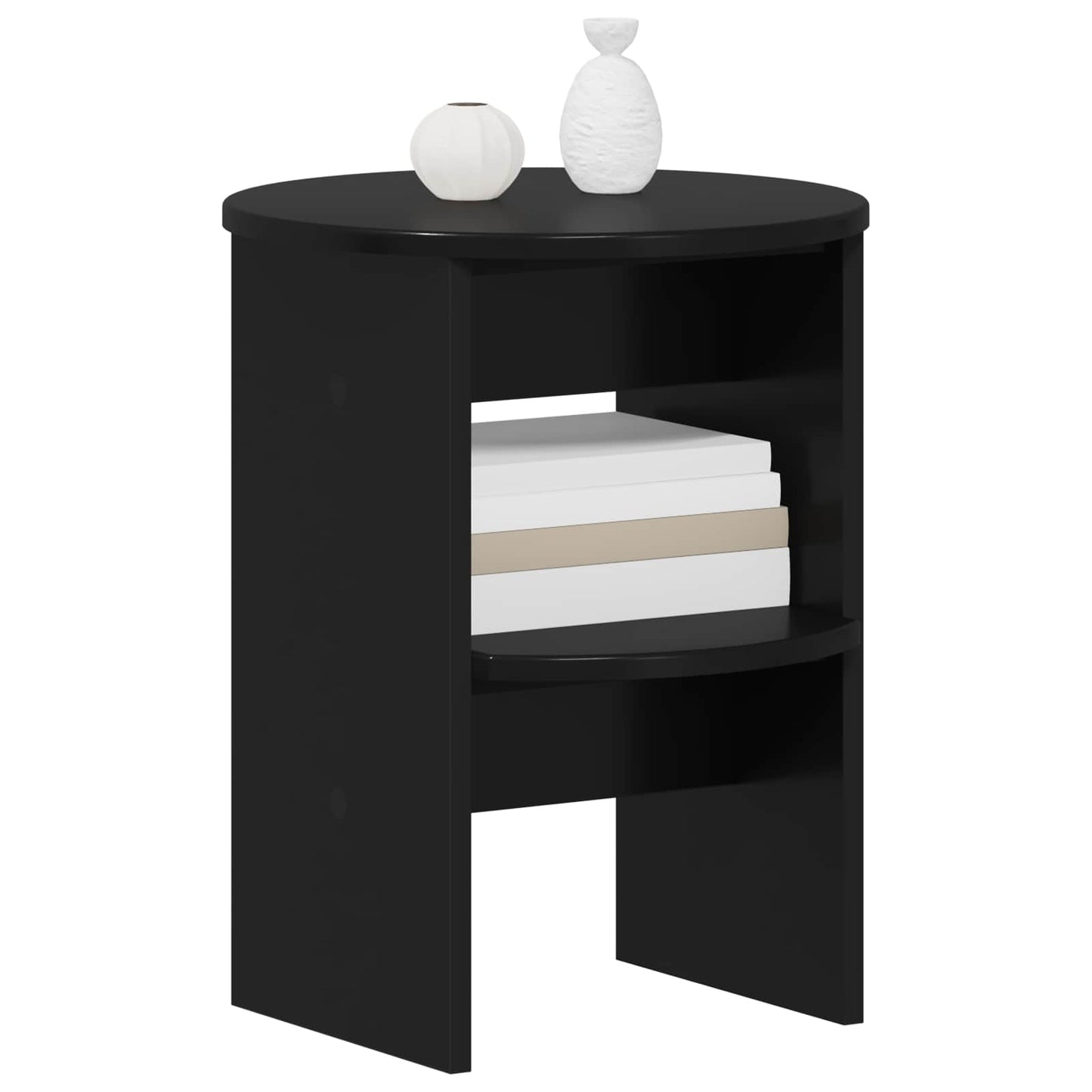 Mobile laterale 2 pz Nero Ø40 x 50 cm Legno ingegnerizzato
