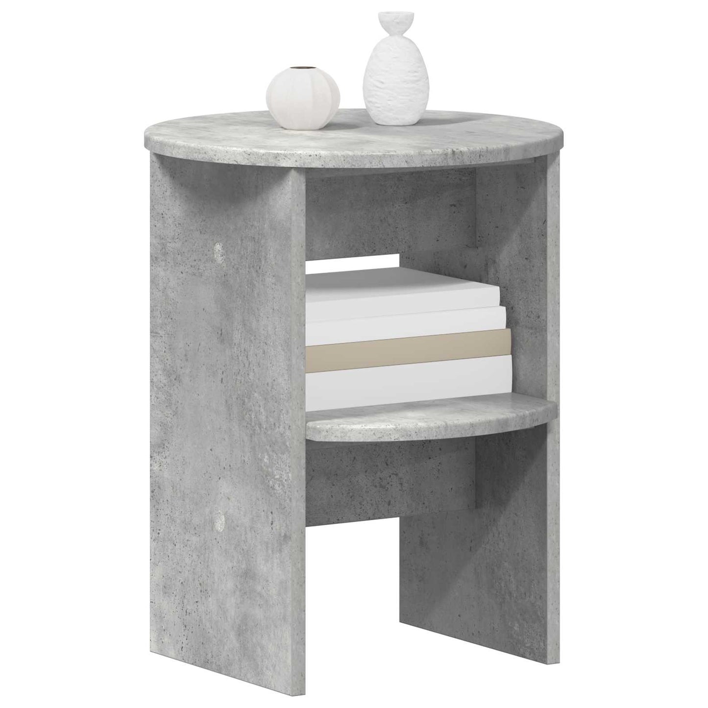 Mobile laterale Grigio Cemento Ø40 x 50 cm Legno ingegnerizzato