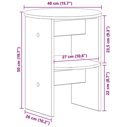 Mobile laterale Grigio Cemento Ø40 x 50 cm Legno ingegnerizzato