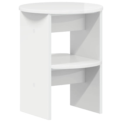 Mobile laterale Bianco Lucido Ø40 x 50 cm Legno ingegnerizzato | homemem39