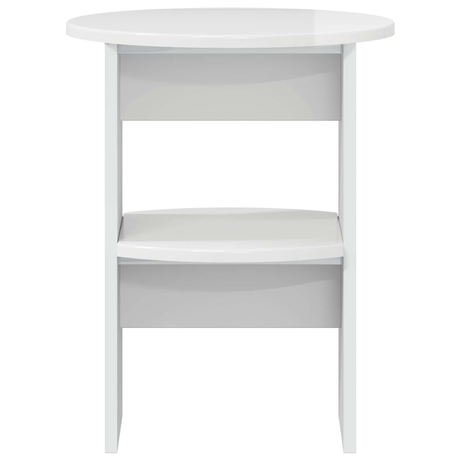 Mobile laterale Bianco Lucido Ø40 x 50 cm Legno ingegnerizzato | homemem39