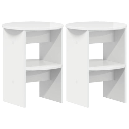 Mobile laterale 2 pz Bianco Lucido Ø40 x 50 cm