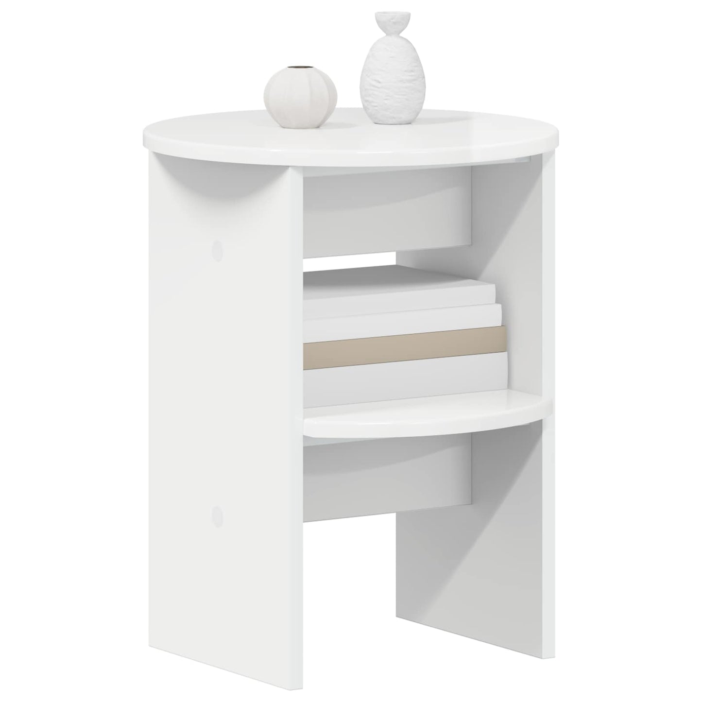 Mobile laterale 2 pcs Bianco Lucido Ø40 x 50 cm