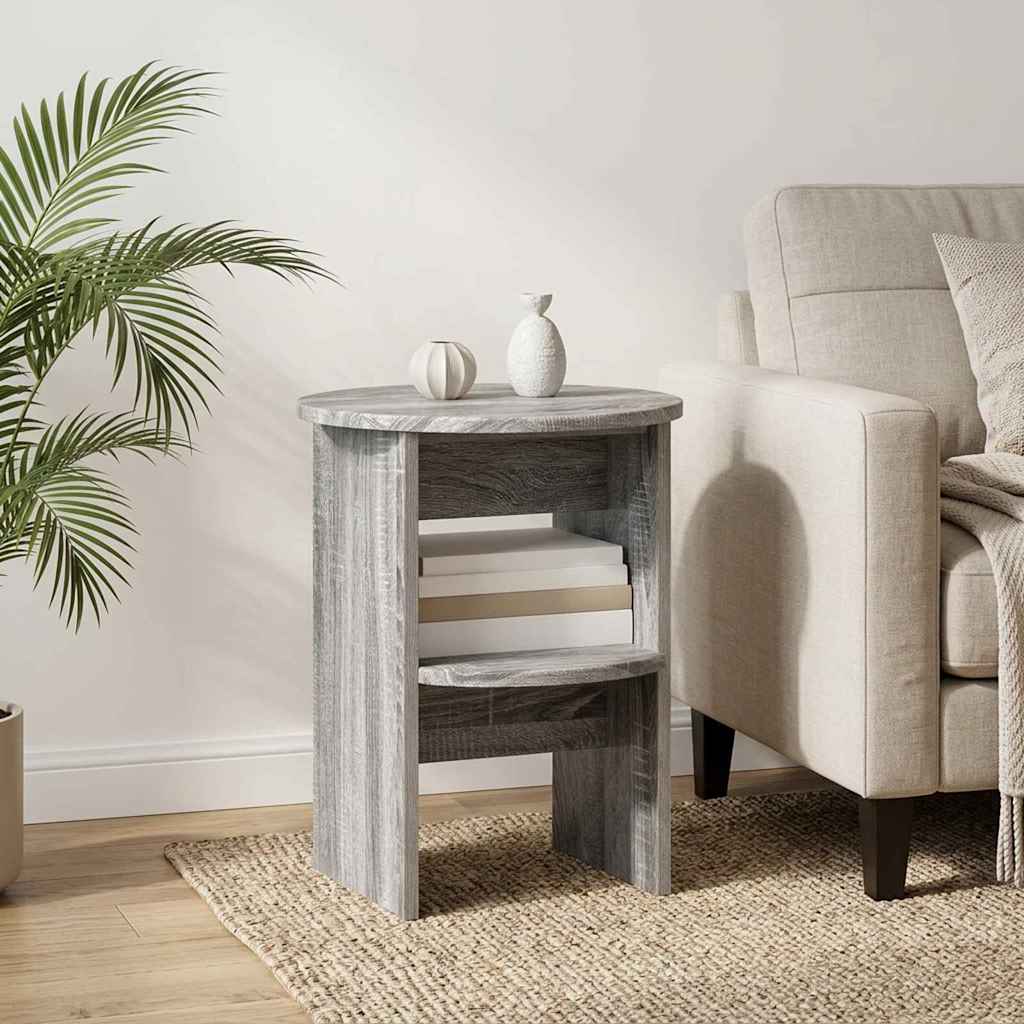 Mobile laterale Sonoma grigia Ø40 x 50 cm Legno ingegnerizzato