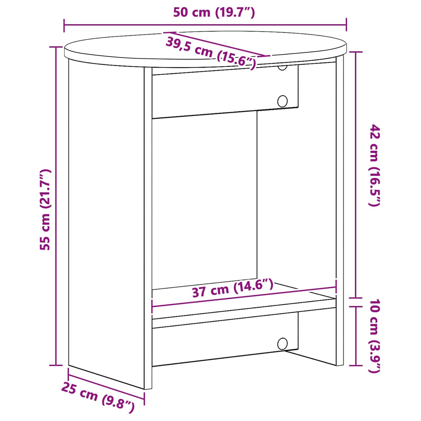 Tavolo laterale Grigio Cemento 50 x 39,5 x 55 cm | homemem39