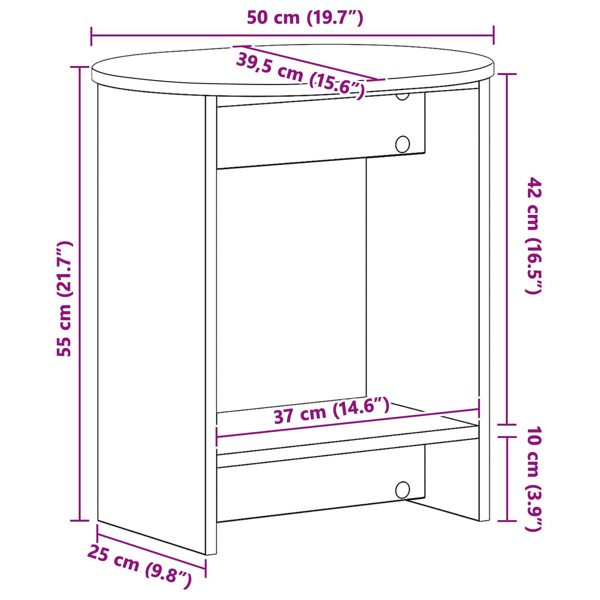Tavolo laterale Grigio Sonoma 50 x 39,5 x 55 cm | homemem39