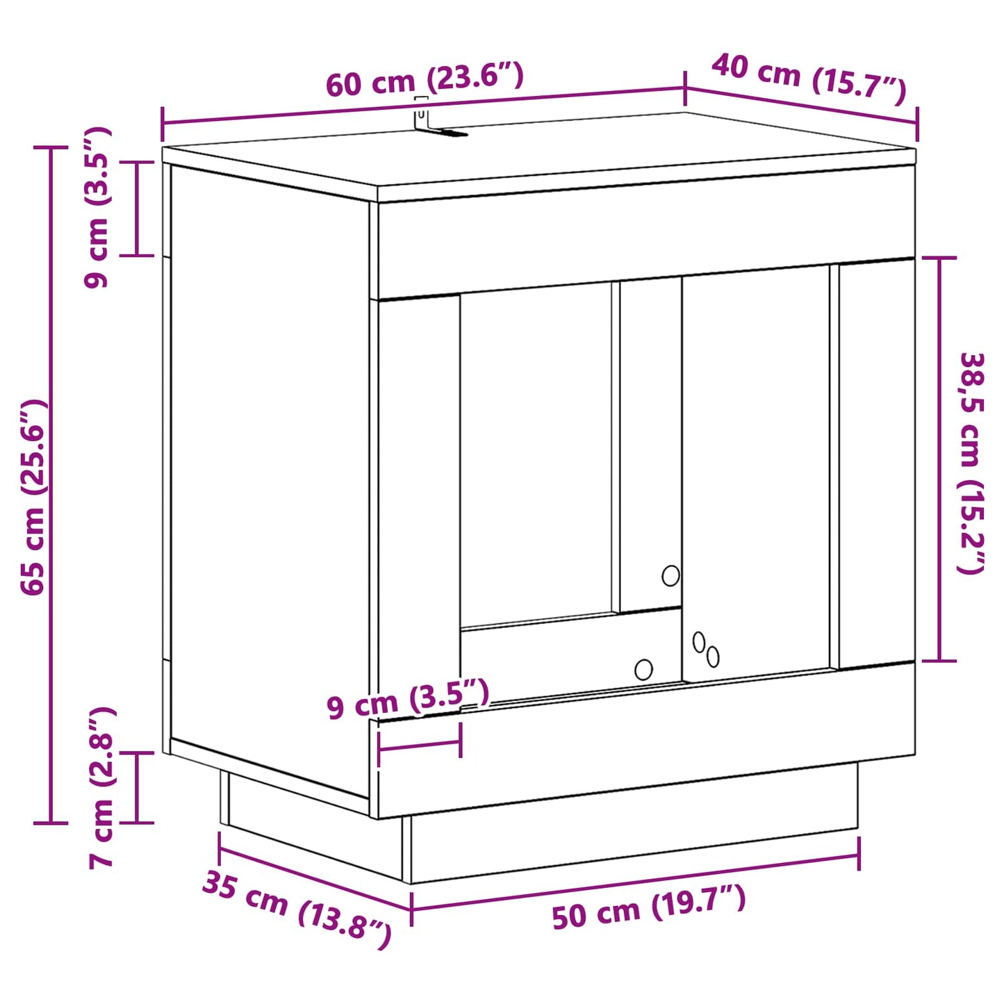 Tavolo laterale Bianco 60 x 40 x 65 cm Legno ingegnerizzato | homemem39